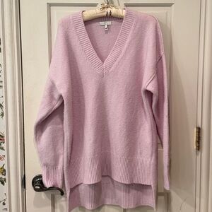 Joie Pastel Pink V-Neck lightweight wool knit sweater.